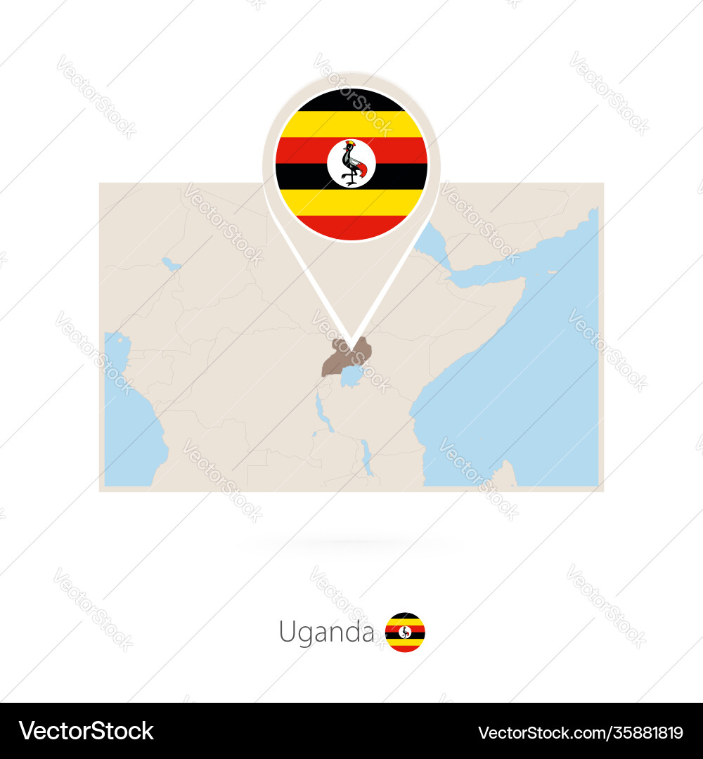 Rectangular map uganda with pin icon vector image