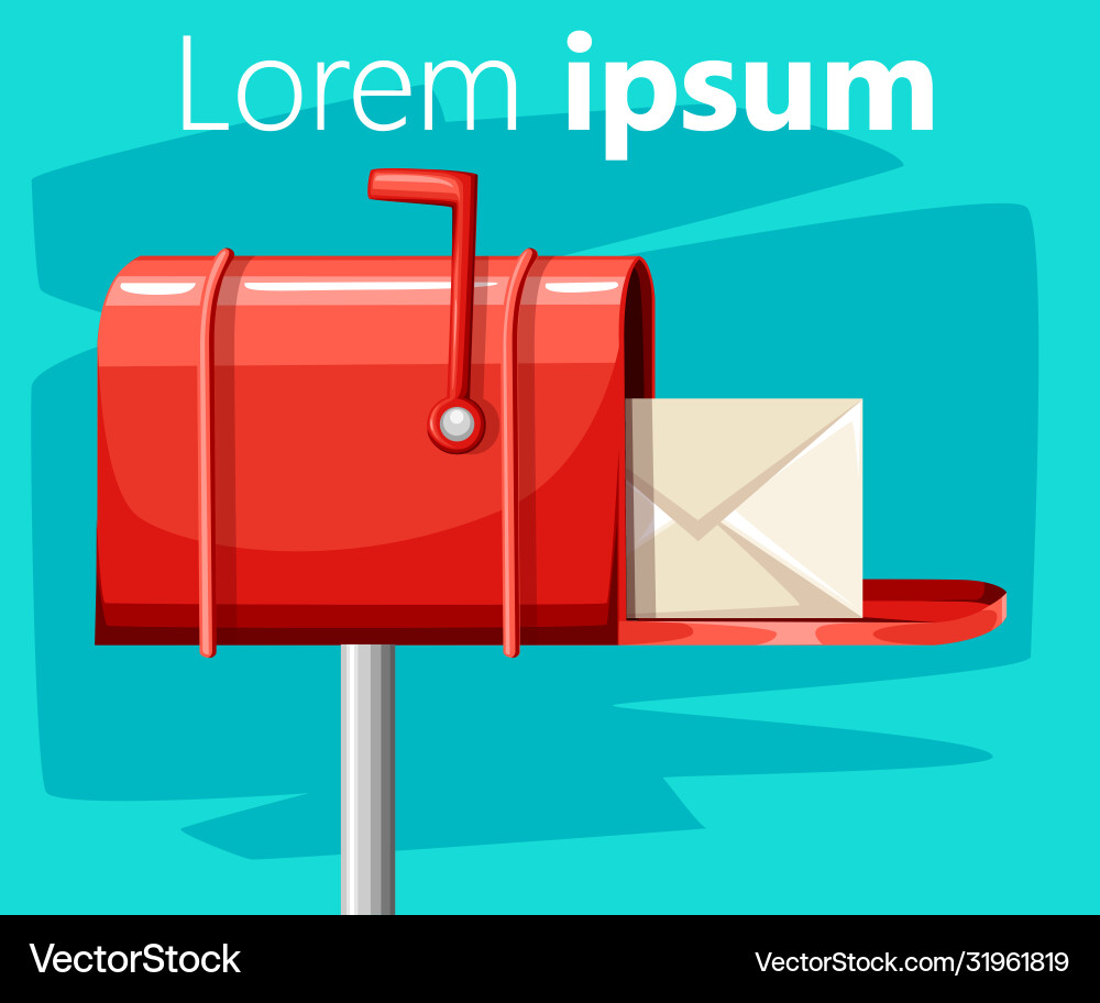 Red open mail box post with in flat Red open mail box post with in flat vector image