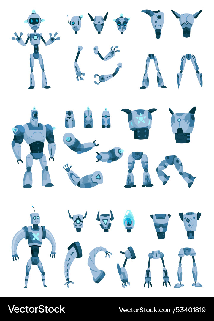 Robot constructor parts and sprites specifically Robot constructor parts and sprites specifically vector image