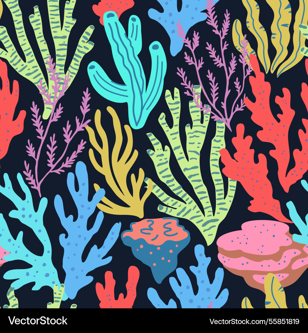 Seamless pattern with colorful sea elements Vector Image