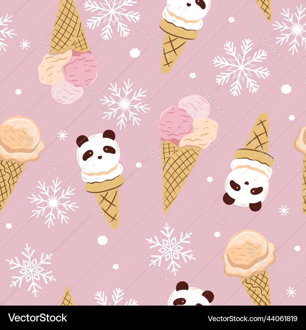Seamless pattern with ice cream in waffle cups Seamless pattern with ice cream in waffle cups vector image