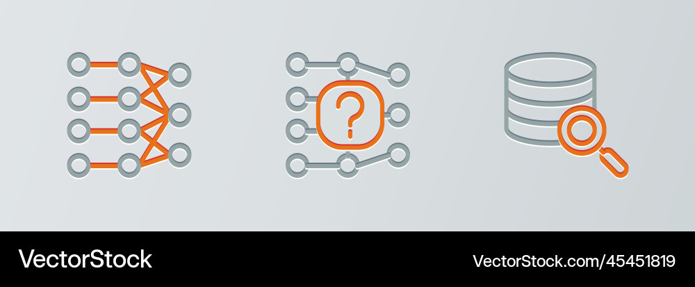 Set line server neural network and icon Vector Image