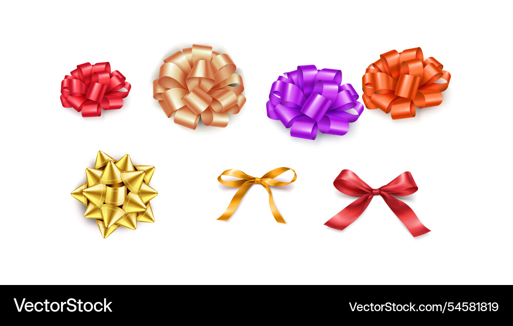Shiny ribbons and bows adding elegance realistic Shiny ribbons and bows adding elegance realistic vector image
