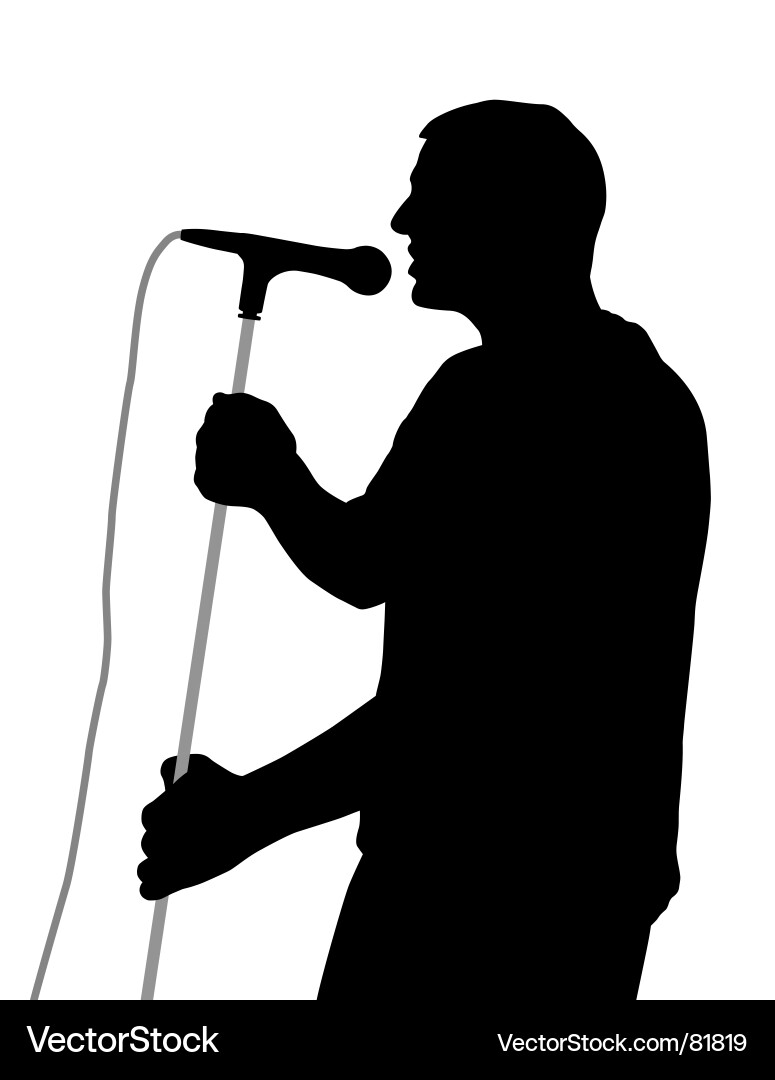Silhouette of a Male Singer vector image