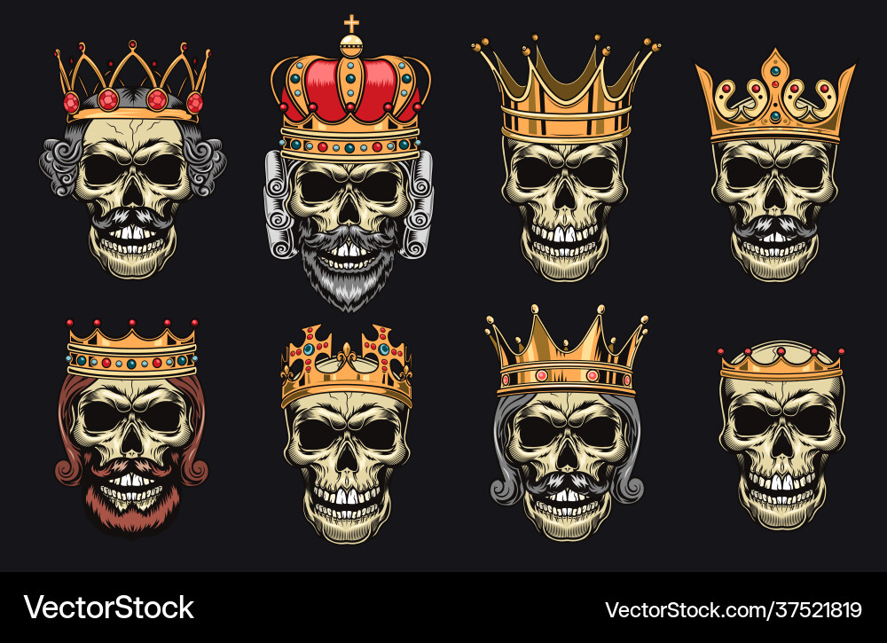 Skull Crowns - Regal Death Set vector image
