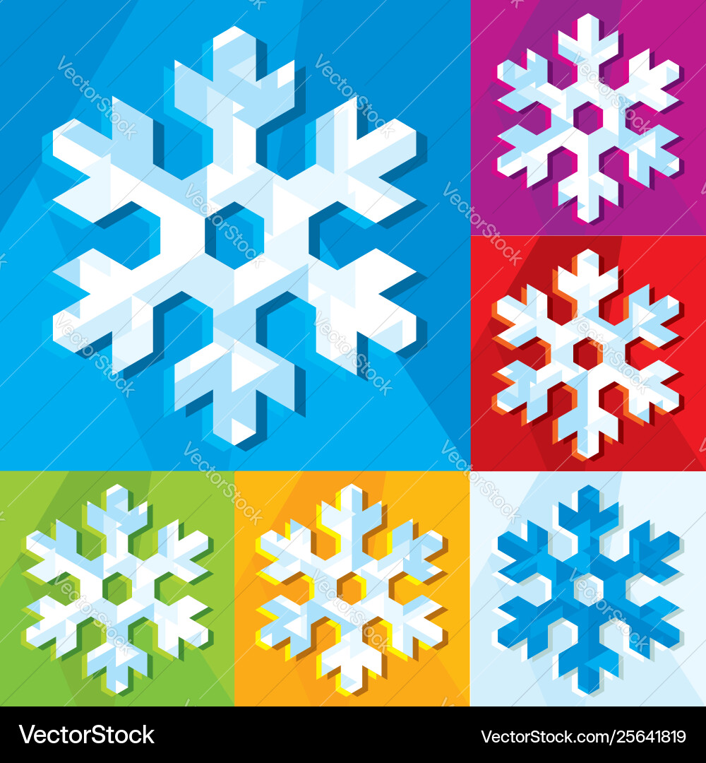 Snowflake set icon colored with background Vector Image