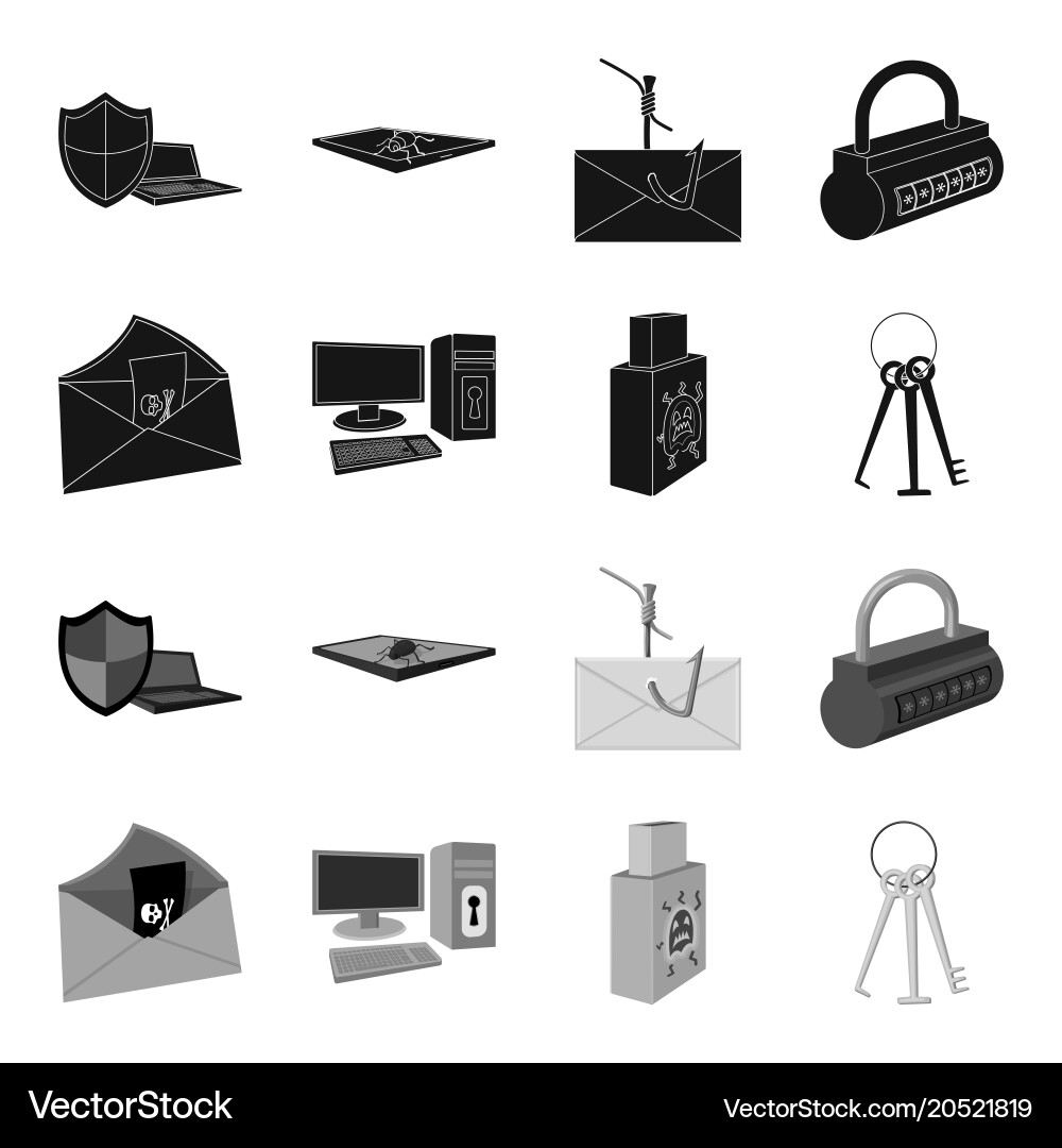 Virus monitor display screen hackers vector image