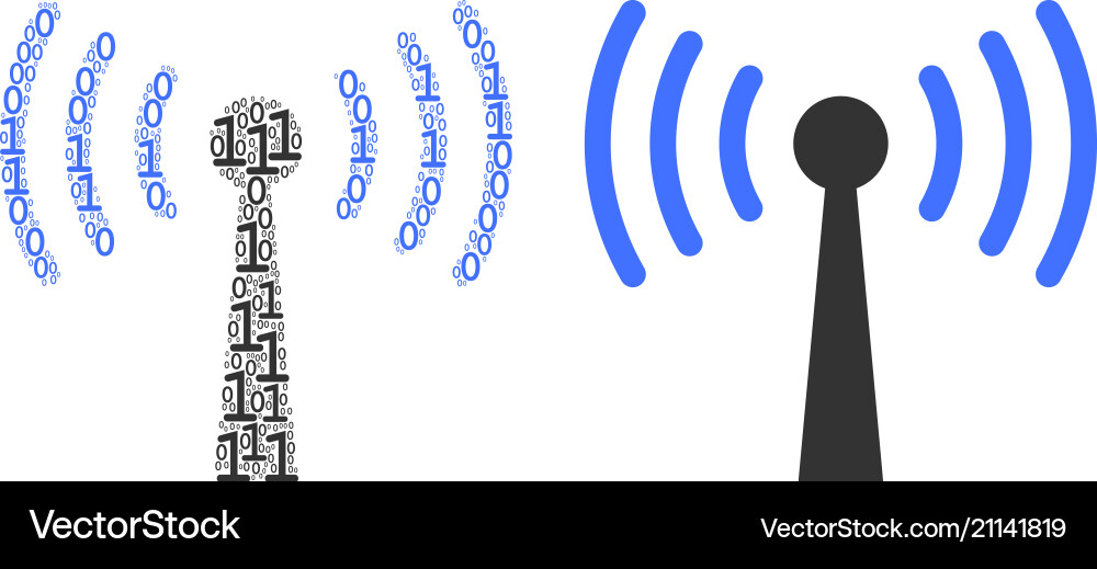 Wi-fi station composition of binary digits vector image
