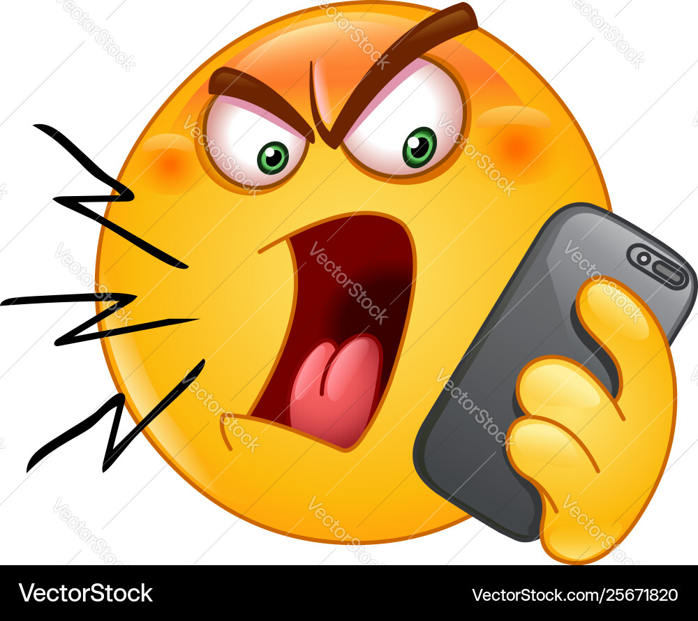 Angry Shouting Emoji on Phone Vector Image