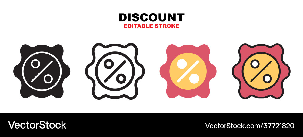 Discount icon set with different styles editable vector image