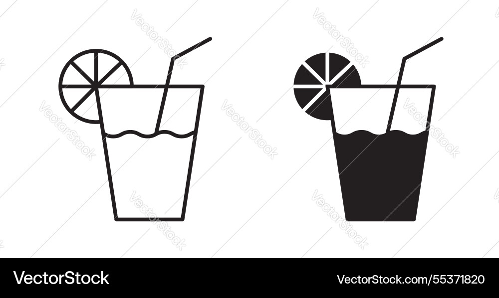 Drink icon set in thin line for web vector image