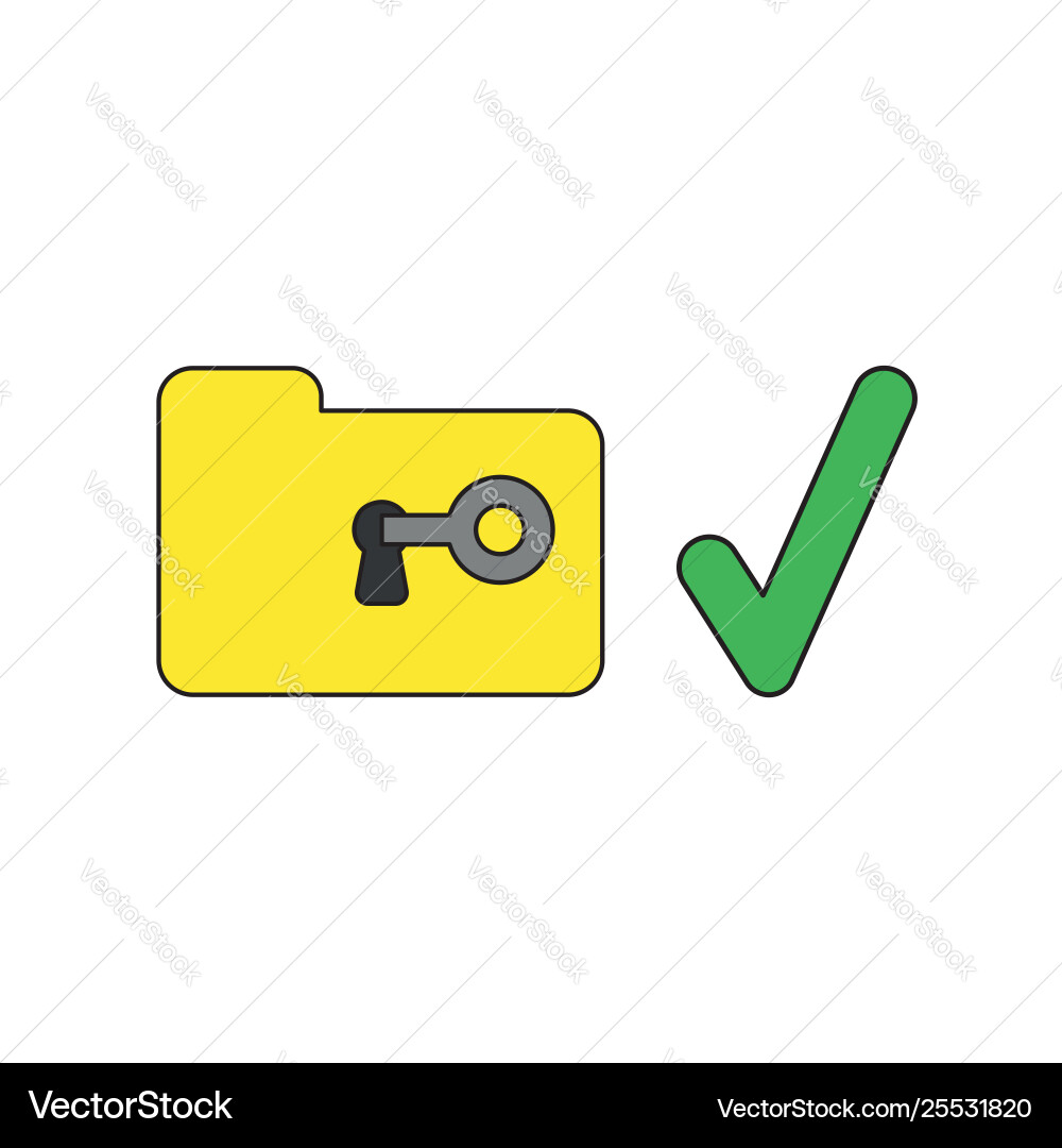 Icon concept key unlock folder with check mark Icon concept key unlock folder with check mark vector image