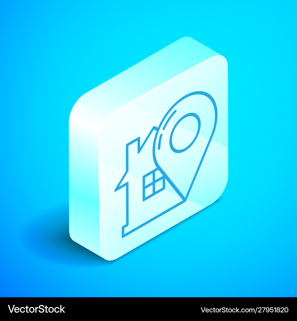 Isometric line map pointer with house icon vector image