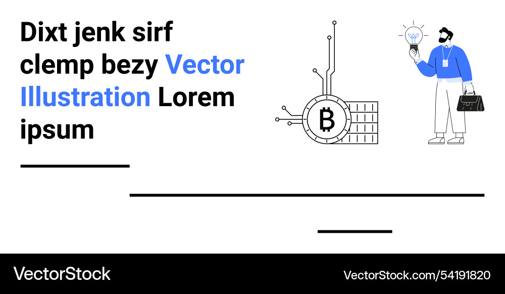 Man holding lightbulb and bitcoin circuit text Vector Image