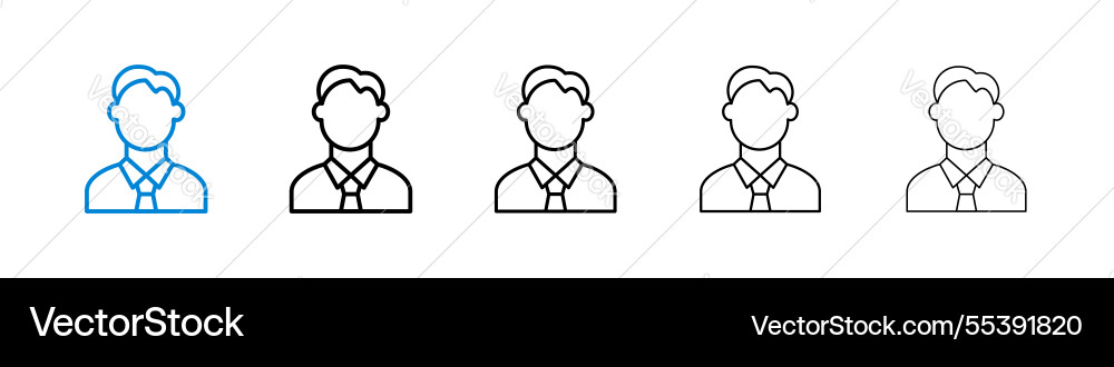 Man icons in five different stroke sizes vector image