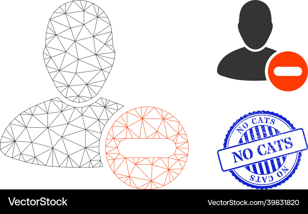 No cats scratched badge and web mesh remove user No cats scratched badge and web mesh remove user vector image