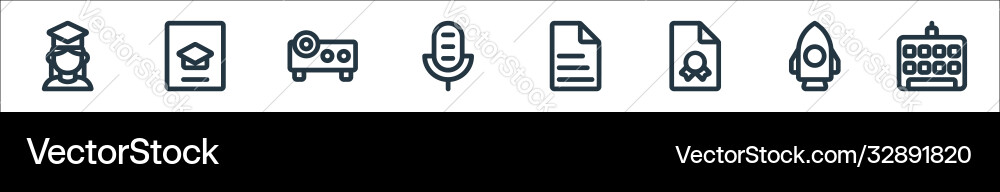 Online learning line icons linear set quality Online learning line icons linear set quality vector image