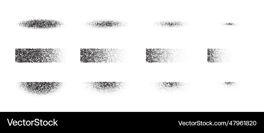 Set of textured gradient shadow shapes fading Set of textured gradient shadow shapes fading vector image