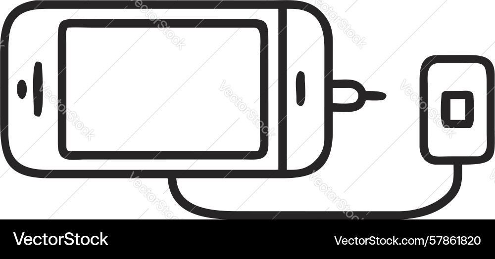 Smartphone connected to external device outline vector image