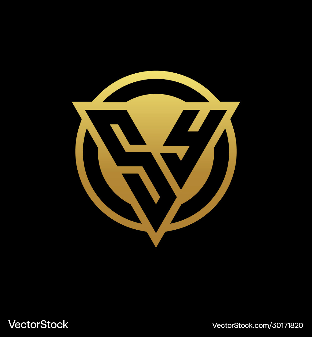 Sy logo monogram with triangle shape and circle vector image
