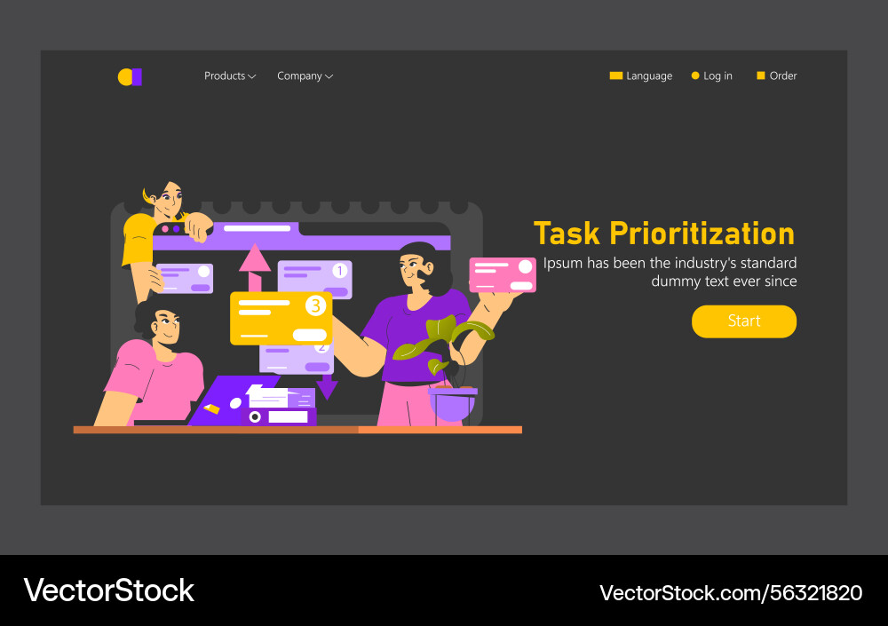 Task Prioritization & Teamwork vector image