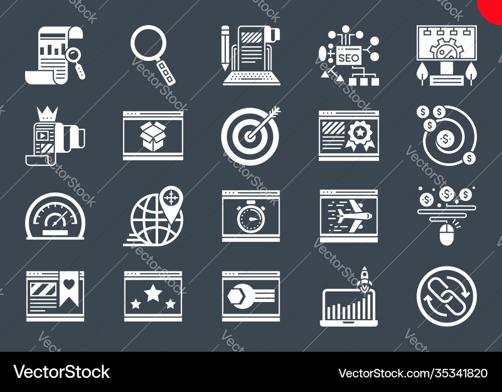Thin line icons set search engine optimization Thin line icons set search engine optimization vector image