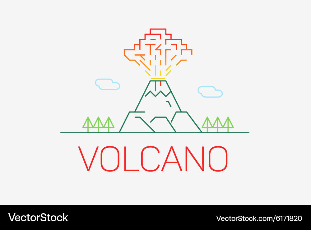 Volcano exploding icon thin line modern vector image