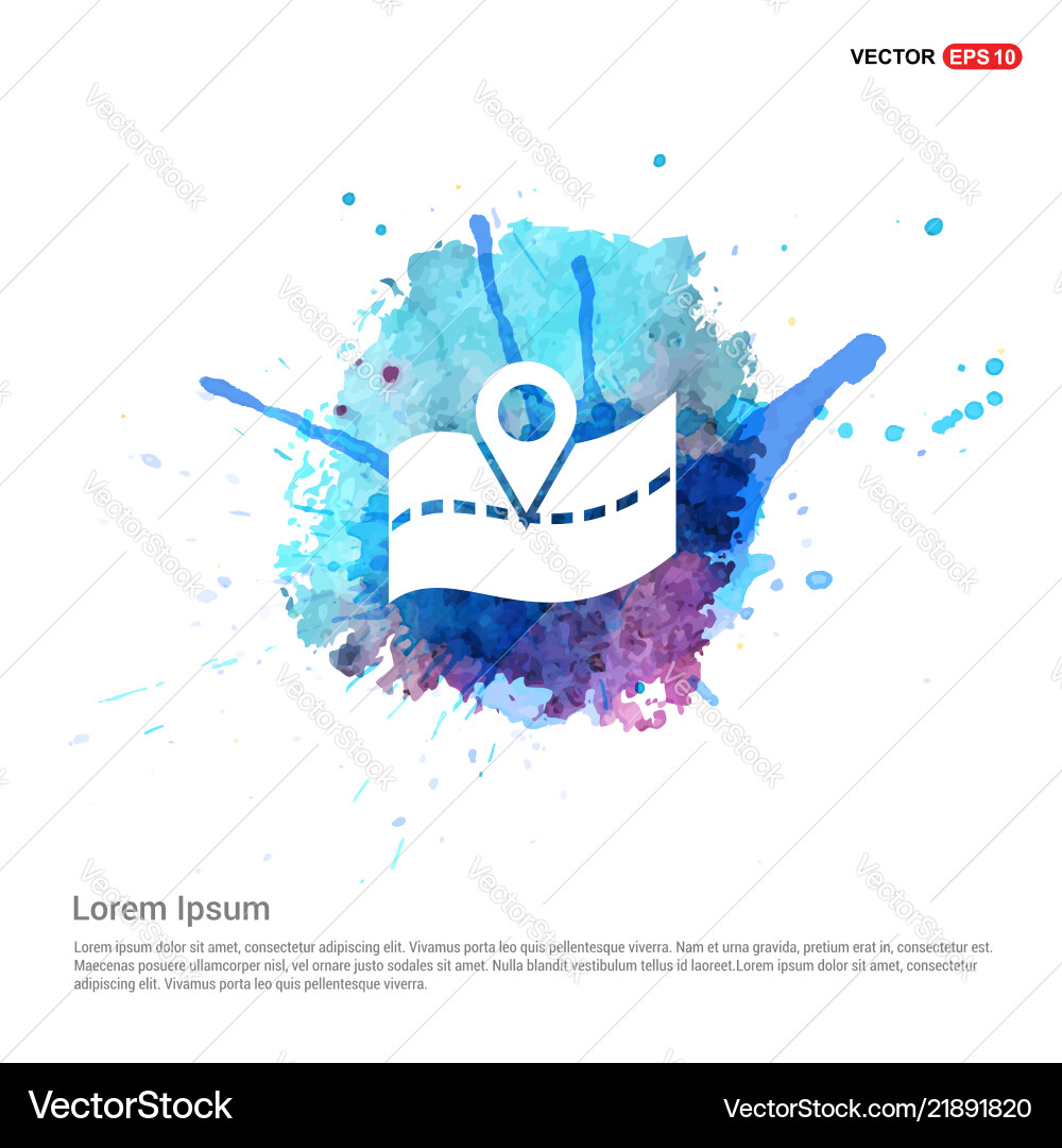 Web map pointer - watercolor background vector image