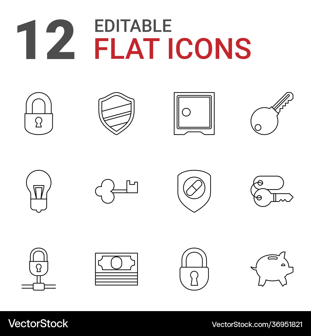 12 safe icons Royalty Free Vector Image - VectorStock