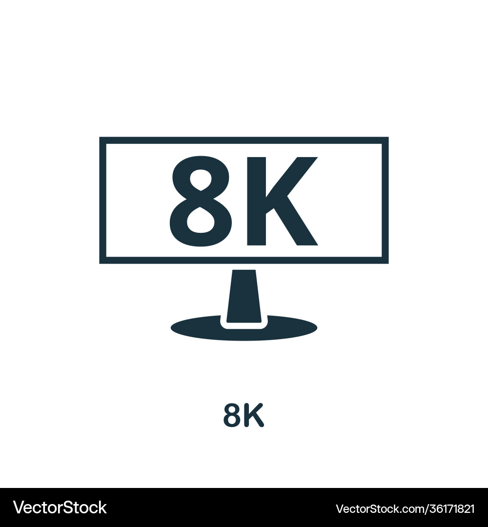 8k icon simple element from technology collection Vector Image