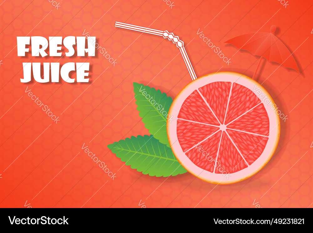 Background with slice of grapefruit citrus fruit Vector Image