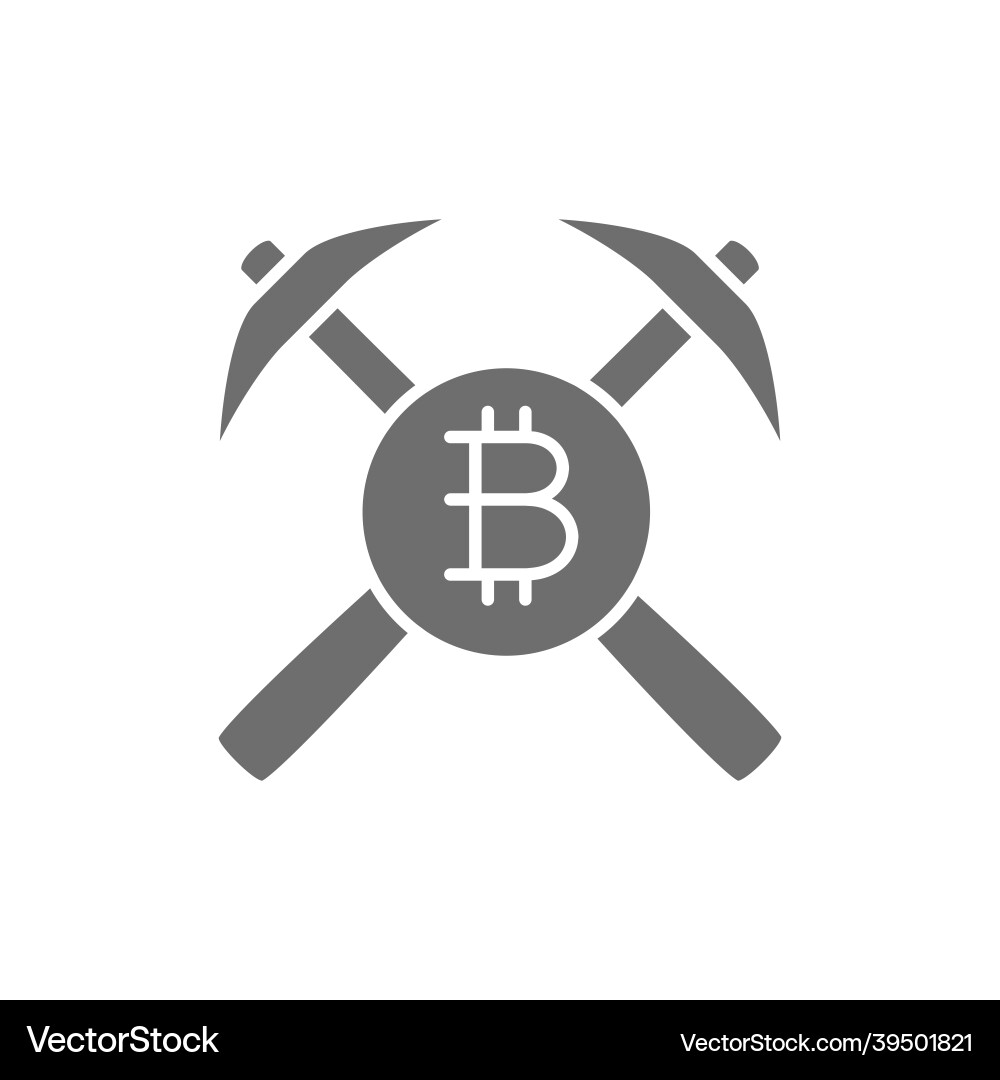 Bitcoin coin and pickaxes blockchain Bitcoin coin and pickaxes blockchain vector image