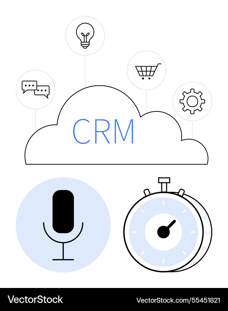 Cloud crm with speech input automation timer Cloud crm with speech input automation timer vector image