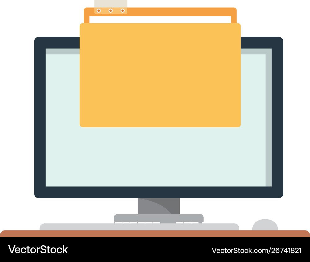 Computer screen with folder in white background vector image