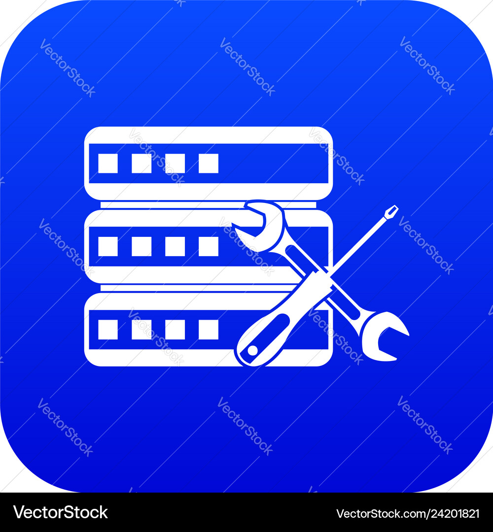 Database with screwdriver and spanner icon digital Database with screwdriver and spanner icon digital vector image