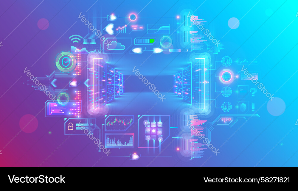 Digital Data Center Server Network Vector Image