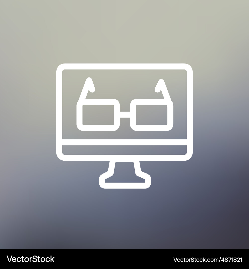 Glasses in computer monitor thin line icon Vector Image