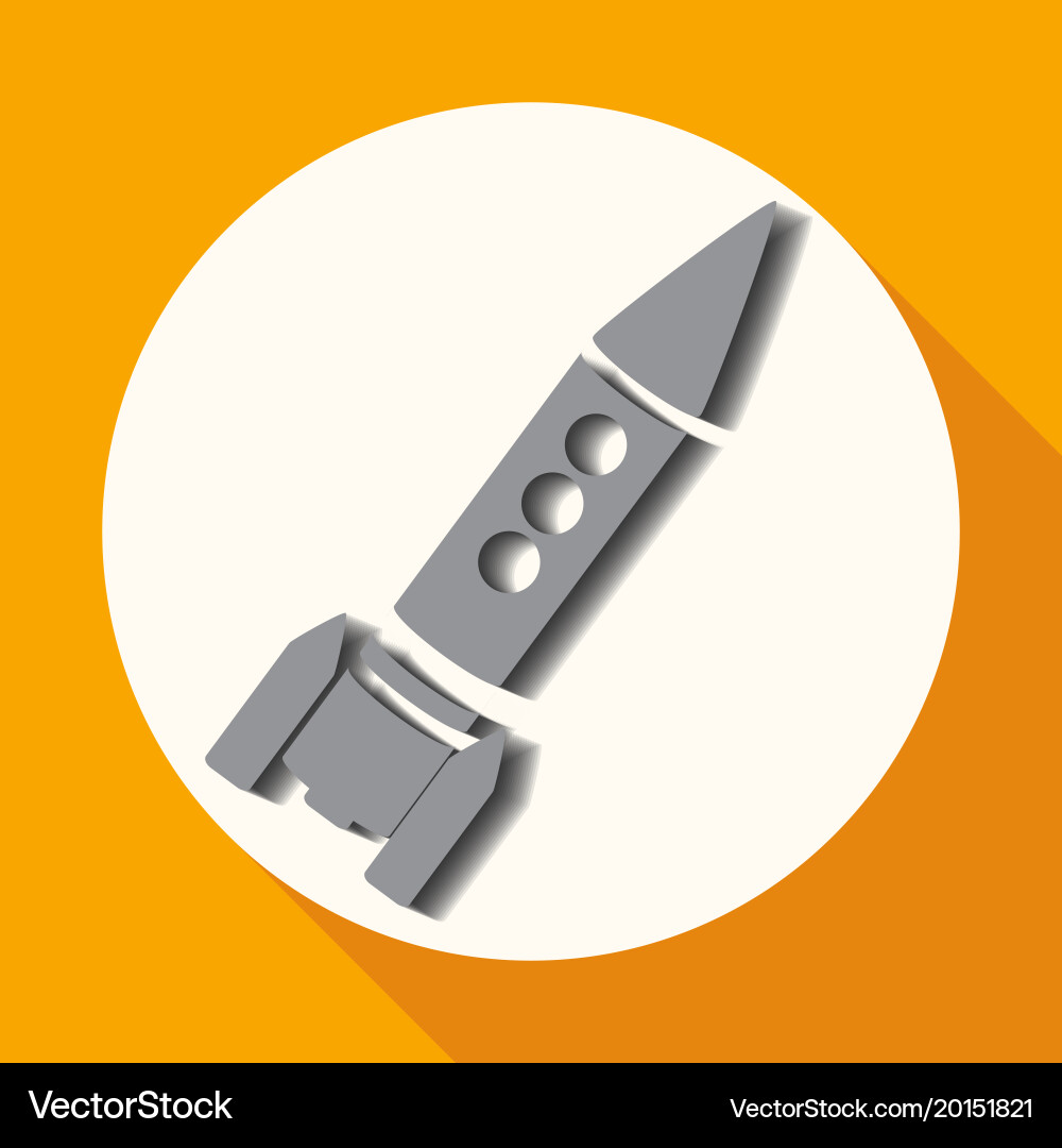 Icon-Rakete auf weißem Kreis mit einem langen Schatten Vektorbild