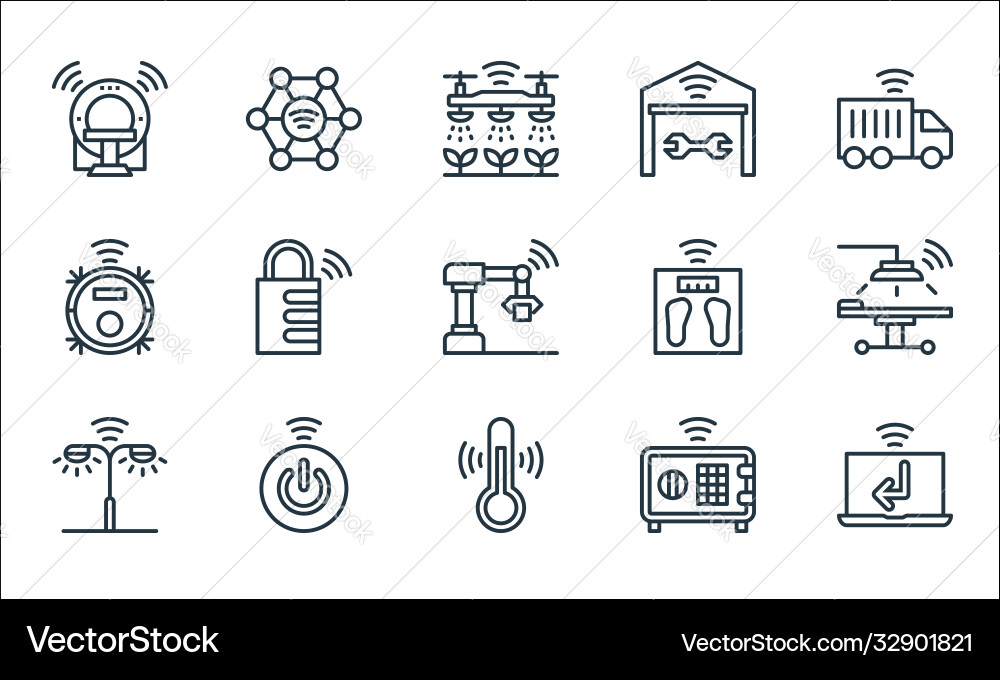 Internet things line icons linear set quality Internet things line icons linear set quality vector image