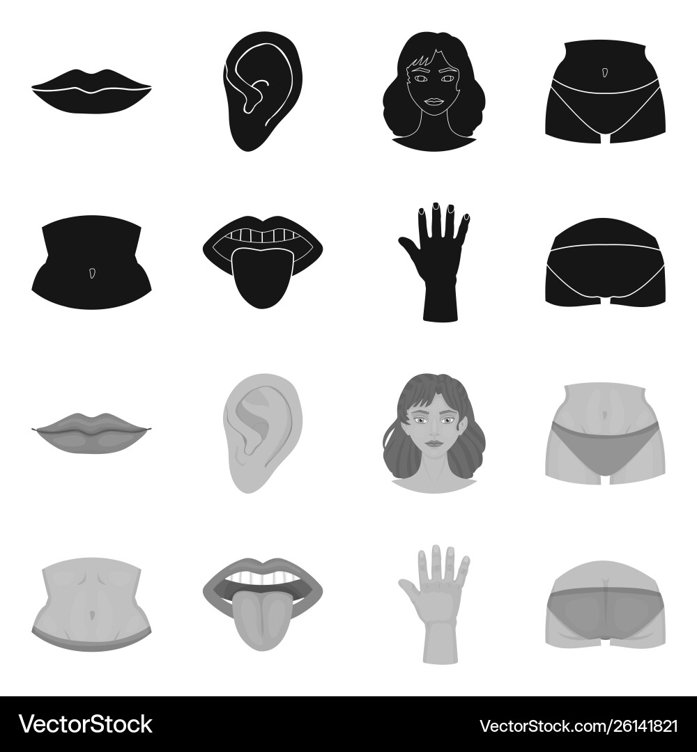 Isolated object body and part logo set Isolated object body and part logo set vector image