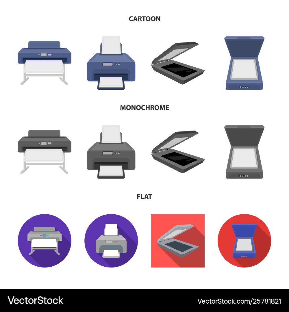 Isolated object printer and plotter logo set Vector Image