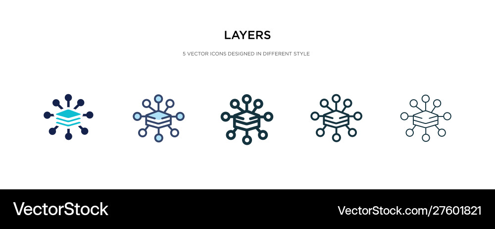 Layers icon in different style two colored Layers icon in different style two colored vector image
