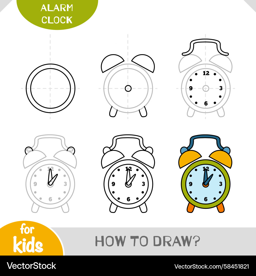 Learn to Draw an Alarm Clock Vector Image