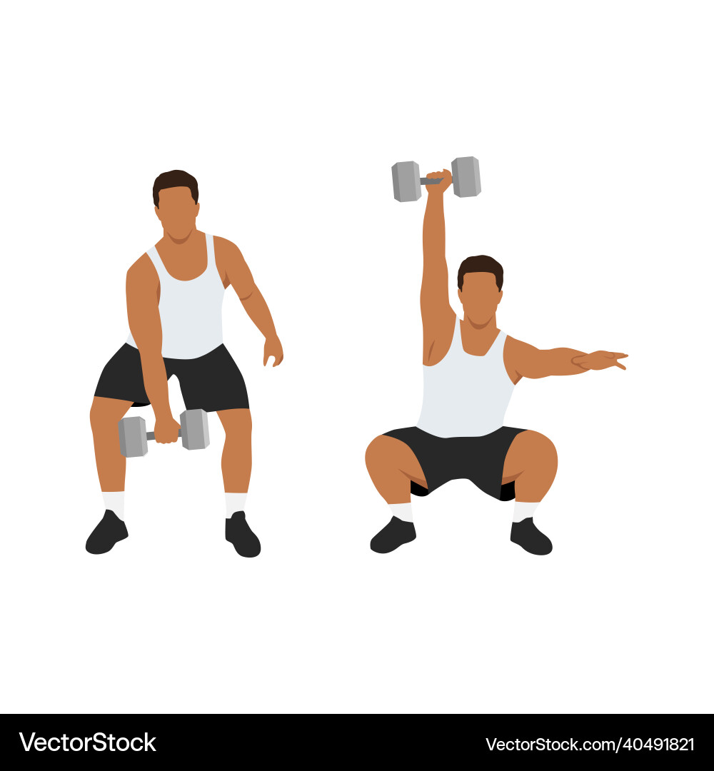 Man doing dumbbell hang snatch exercise Man doing dumbbell hang snatch exercise Vector Image