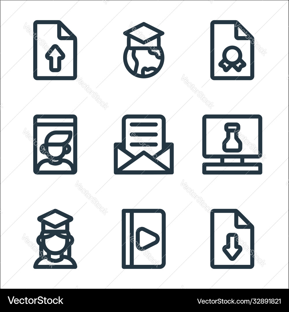 Online learning line icons linear set quality Online learning line icons linear set quality vector image