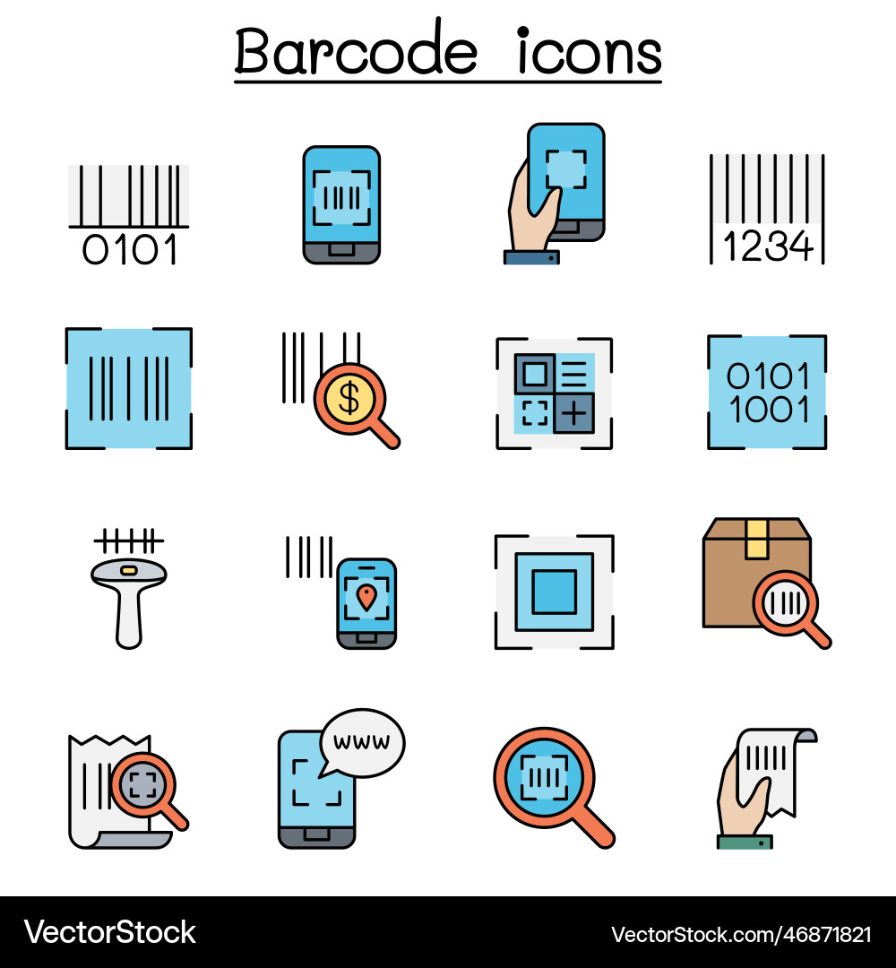 Qr code scanner package and barcode reader Qr code scanner package and barcode reader vector image