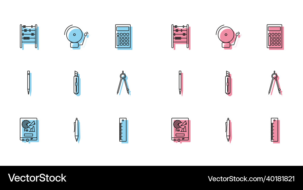 Set line board with graph chart pen abacus Set line board with graph chart pen abacus Vector Image