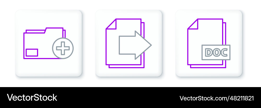 Set line doc file document add new folder Vector Image