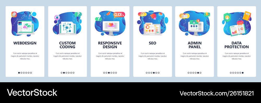 Website and mobile app onboarding screens Website and mobile app onboarding screens Vector Image