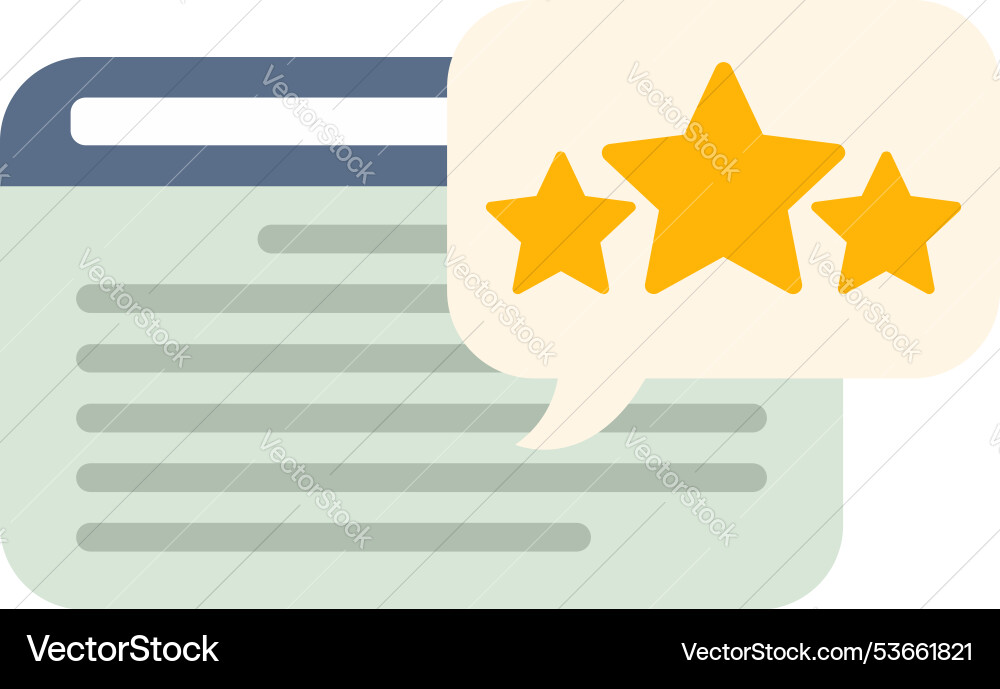 Website review with five stars rating showing Vector Image